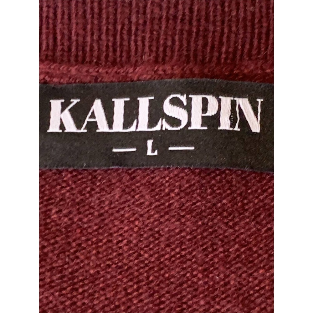 Kallspin Mens Cashmere And Wool Blend V - Neck Sweater. Size Large. Dark‎ Maroon - Picture 7 of 7